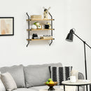 Libreria Moderna Sospesa a Scaletta 51x15x63,5 cm in Legno Naturale e Metallo