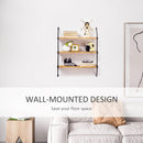 Libreria Moderna Sospesa a Scaletta 51x15x63,5 cm in Legno Naturale e Metallo