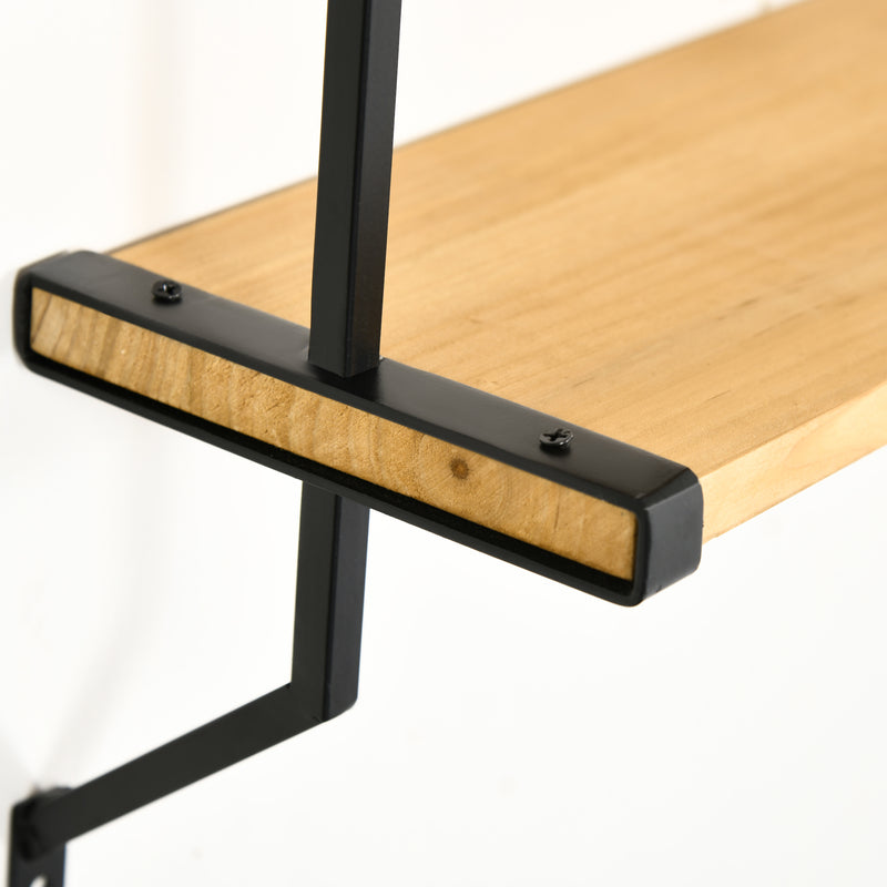 Libreria Moderna Sospesa a Scaletta 51x15x63,5 cm in Legno Naturale e Metallo