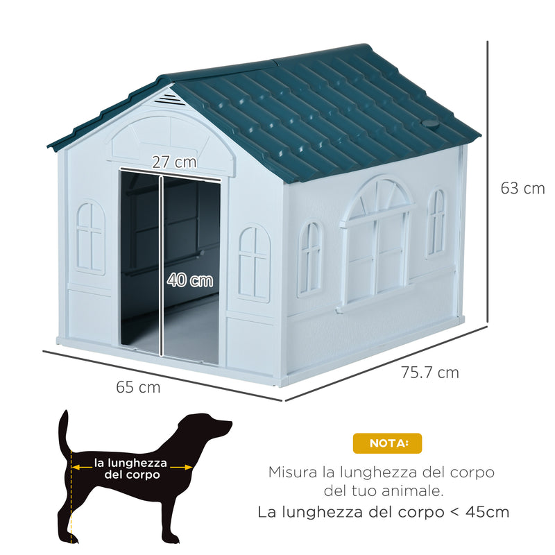 Cuccia per Cani di Taglia Media e Piccola max 20kg 65x75,7x63 cm in Polipropilene Impermeabile Blu