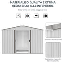 Casetta da Giardino con Doppie Porte Scorrevoli 277x195x192 cm in Acciaio e Polipropilene Argento