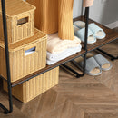 Appendiabiti da Terra con Barra e 5 Ripiani 101x39x160 cm in Legno e Acciaio  Marrone e Nero