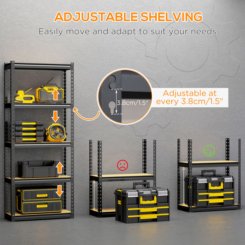 Scaffalatura 5 Ripiani 70x30x167,5 cm con Ripiani e Regolabili in MDF e Acciaio