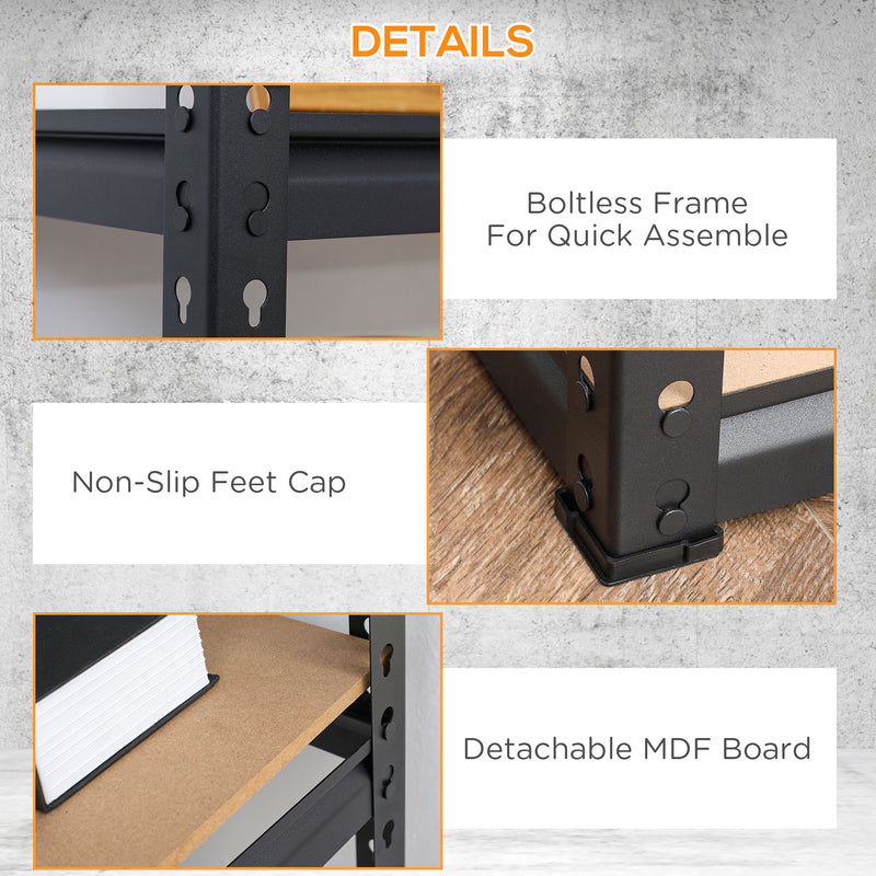 Scaffalatura 5 Ripiani 70x30x167,5 cm con Ripiani e Regolabili in MDF e Acciaio