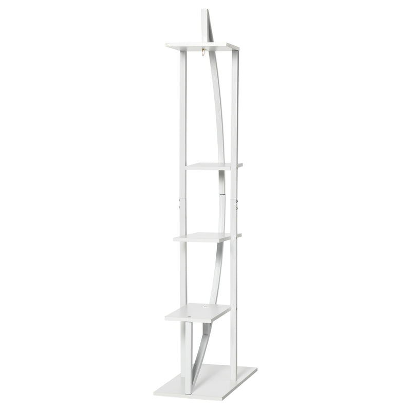 Portafiori a 5 Livelli a Mezzaluna 50x30x160 cm per Interni ed Esterni in MDF e Acciaio Bianco