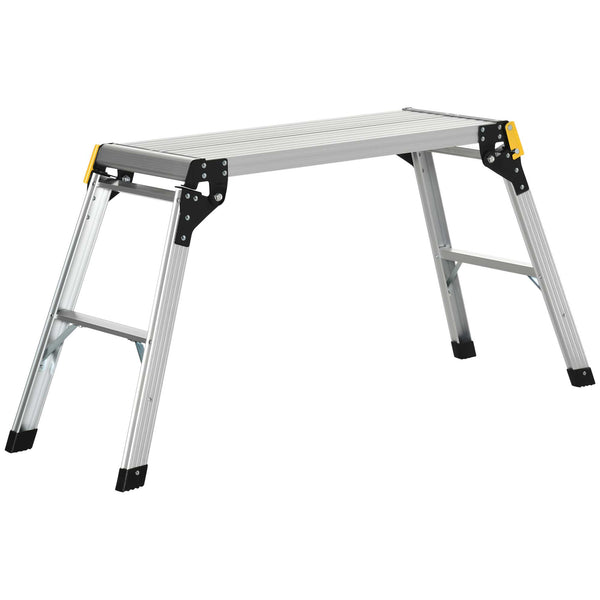 prezzo Klappbare Arbeitsplattform mit 4 Schutzfüßen 128 x 41 x 60 cm in Silber Aluminium