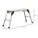 Piattaforma di Lavoro Pieghevole con 4 Piedi Protettivi 128x41x60 cm in Alluminio Argento