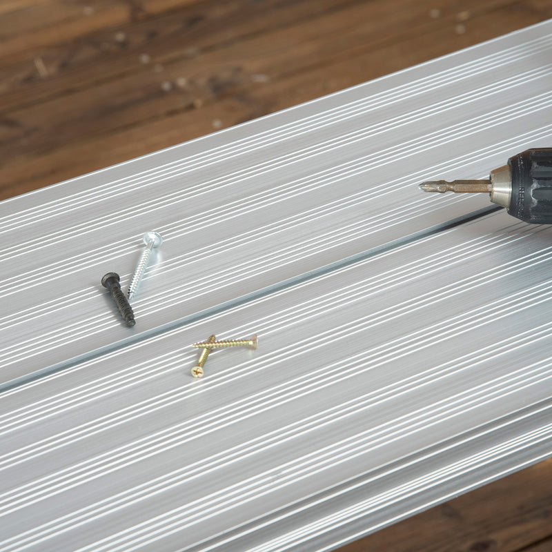 Piattaforma di Lavoro Pieghevole con 4 Piedi Protettivi 128x41x60 cm in Alluminio Argento