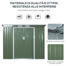 Casetta Box da Giardino 213x130x173 cm in Acciaio Verde