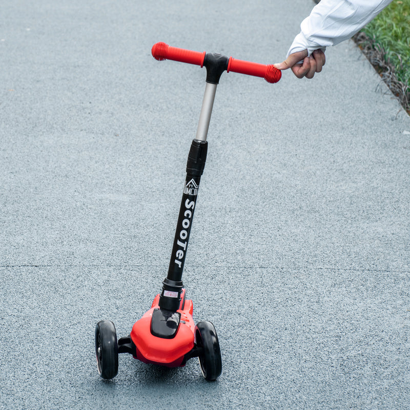 Monopattino a 3 Ruote per Bambini 54,7x32,5x59-69 cm con Ruote Luminose Rosso