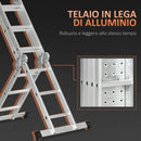 Scala Telescopica a 5 Posizioni con 2 Piattaforme di Sicurezza 339x76x10 cm in Alluminio Argento