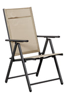 Set 2 Sedie Pieghevoli da Giardino 57x67x107 cm in Metallo e Textilene Beige