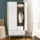 Armadio 2 Ante 2 Cassetti 90x50x190 cm in Legno Bianco