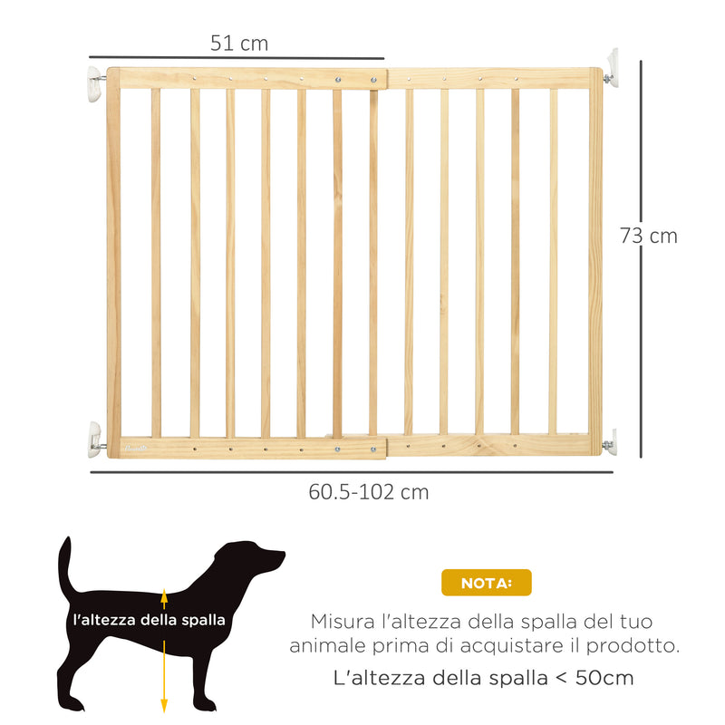 Cancellino per Cani  Taglia Piccola e Media 60,5-102x73 cm in Legno di Pino Naturale