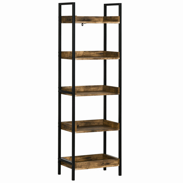 Bücherregal 5 Regale 48x30x155 cm aus Holz und rustikalem braunem Metall prezzo