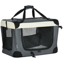 Trasportino per Cani e Gatti Pieghevole 60x41x41 cm 3 Aperture e Cuscino Grigio