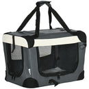 Trasportino per Cani e Gatti Pieghevole 50,5x33,5x35 cm 3 Aperture e Cuscino Grigio