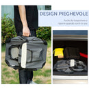 Trasportino per Cani e Gatti Pieghevole 50,5x33,5x35 cm 3 Aperture e Cuscino Grigio