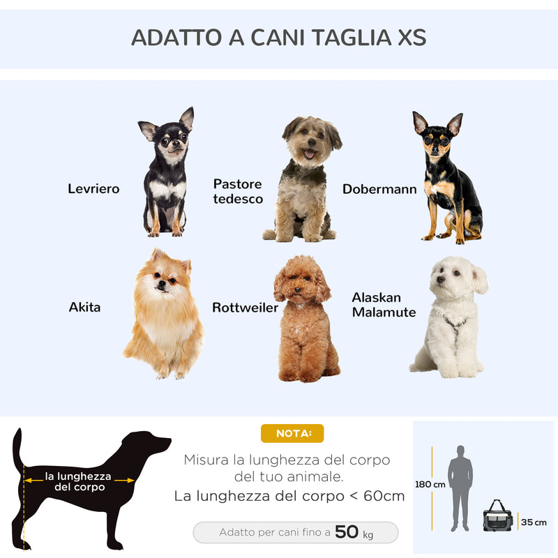 Trasportino per Cani e Gatti Pieghevole 50,5x33,5x35 cm 3 Aperture e Cuscino Grigio