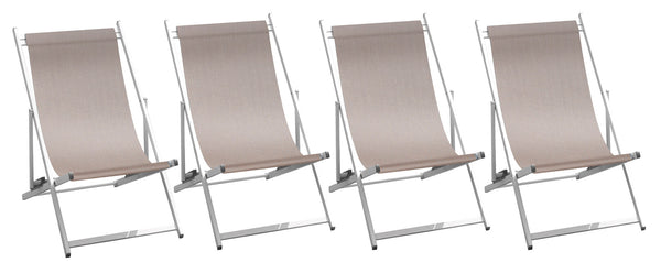 sconto Set mit 4 Garten-Seeliegen 60 x 100 x 79 cm aus Aluminium und Textilene Tortora