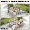 Tavolo da Giardino Allungabile 154-214x85x75 cm per 8-10 Persone in Alluminio e Acciaio Grigio Chiaro      