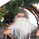 Babbo natale in tessuto su ghirlanda bianco cm xh32/49