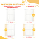 Cancellino per Cani Regolabile con 2 Estensioni 77-105x120 cm in Acciaio e Doppio Blocco Bianco