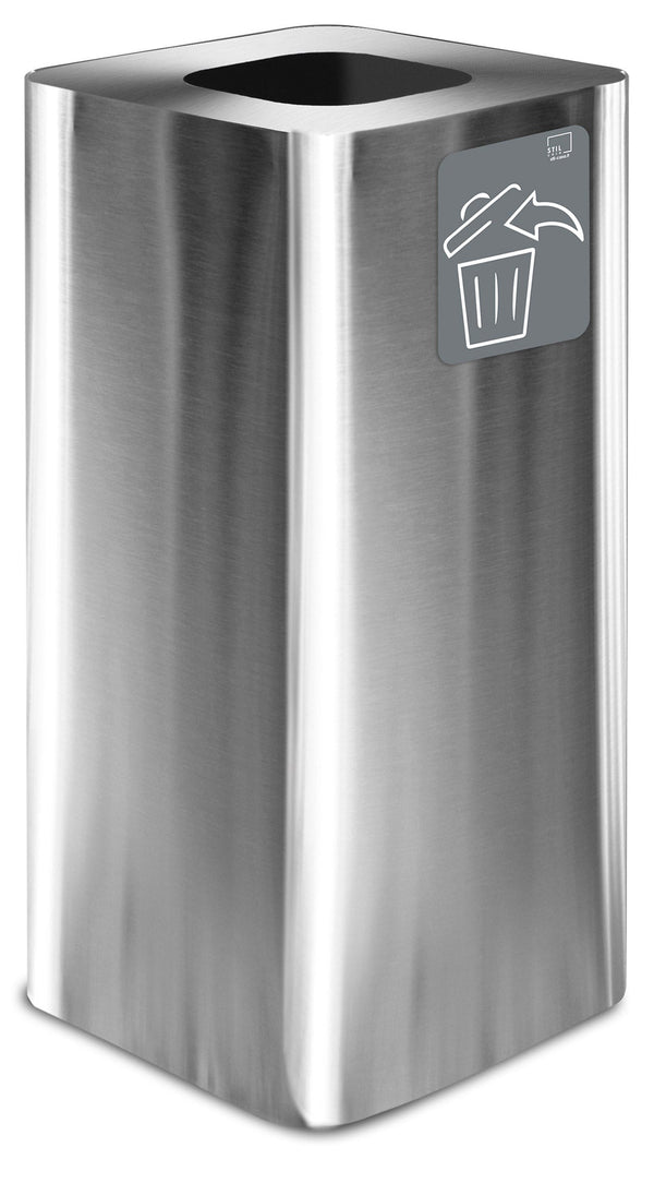 sconto Pattumiera Per Raccolta Rifiuti 38x38xh80 cm In Acciaio Inox con Pittogramma Magnetico Argento