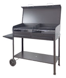 Barbecue a Carbone Vanessa 100x40x90h cm con Coperchio e Ruote Struttura in Acciaio Nero  