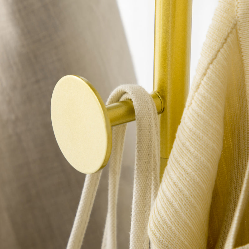 Appendiabiti da Ingresso  35x25x170 cm 2 Ganci in Metallo e Marmo Oro e Nero