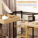 Carrello da Cucina 72x40x86 cm 3 Ripiani con Vassoio Rimovibile e Ruote Girevoli in Truciolare e Acciaio Nero
