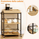 Carrello da Cucina 72x40x86 cm 3 Ripiani con Vassoio Rimovibile e Ruote Girevoli in Truciolare e Acciaio Nero