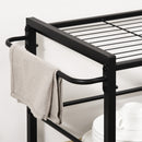 Carrello da Cucina 72x40x86 cm 3 Ripiani con Vassoio Rimovibile e Ruote Girevoli in Truciolare e Acciaio Nero