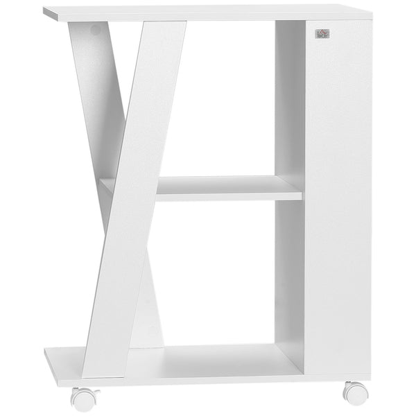 prezzo Carrello da Cucina Portavivande 60x38x77 cm 2 Ripiani e Ruote in Legno Bianco