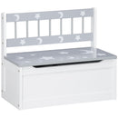 Cassapanca Portagiochi 60x30x50 cm con Leva a Gas in MDF e Legno di Pino Bianco e Grigio