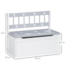 Cassapanca Portagiochi 60x30x50 cm con Leva a Gas in MDF e Legno di Pino Bianco e Grigio