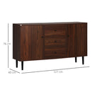 Credenza Moderna per Soggiorno 127x40x76 cm 2 Armadietti e 3 Cassetti in Truciolato e Legno Marrone