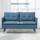 Divano 2 Posti 139x68x80 cm con Cuscini Imbottiti e Gambe in Acciaio  in Tessuto  Blu Scuro