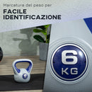 Kettlebell per Allenamento 6 Kg Base Piatta in PU e Sabbia Viola