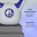 Kettlebell per Allenamento 6 Kg Base Piatta in PU e Sabbia Viola