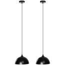 Set 2 Lampade a Sospensione Ø30x126 cm Altezza Regolabile in Metallo Nero