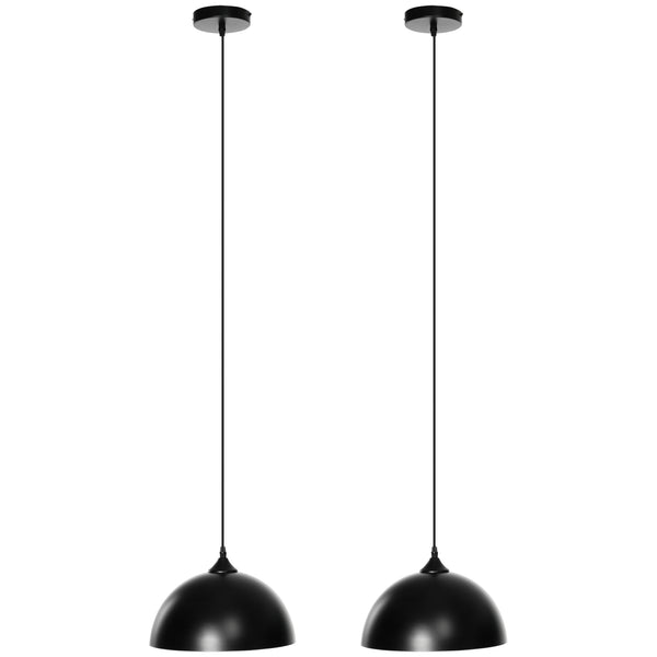 sconto Set 2 Lampade a Sospensione Ø30x126 cm Altezza Regolabile in Metallo Nero
