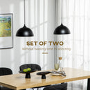Set 2 Lampade a Sospensione Ø30x126 cm Altezza Regolabile in Metallo Nero
