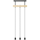 Lampadario a Sospensione 50x8x33 cm con 3 Lampadine in Legno e Metallo Nero