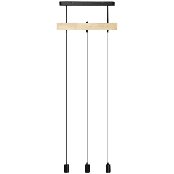 Lampadario a Sospensione 50x8x33 cm con 3 Lampadine in Legno e Metallo Nero online