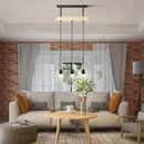 Lampadario a Sospensione 50x8x33 cm con 3 Lampadine in Legno e Metallo Nero