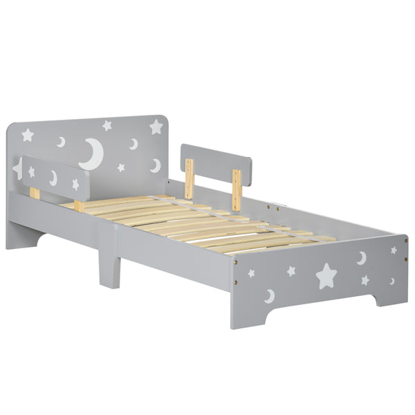 sconto Struttura Letto Singolo per Bambini 143x76x49 cm con Motivi a Stelle e Luna in Pannelli di MDF e Truciolato Grigio