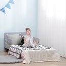 Struttura Letto Singolo per Bambini 143x76x49 cm con Motivi a Stelle e Luna in Pannelli di MDF e Truciolato Grigio