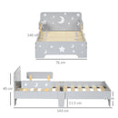 Struttura Letto Singolo per Bambini 143x76x49 cm con Motivi a Stelle e Luna in Pannelli di MDF e Truciolato Grigio