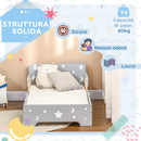 Struttura Letto Singolo per Bambini 143x76x49 cm con Motivi a Stelle e Luna in Pannelli di MDF e Truciolato Grigio